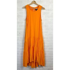 Anthropologie Maeve Marlene Tiered Maxi Dress Gold Orange Size Small
